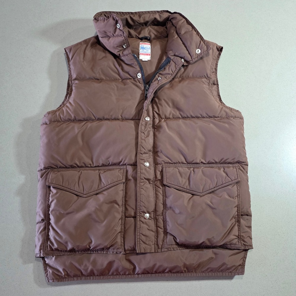 Vintage Frostline Kit Puffer Vest Mens Medium Brown Quilted Full Zip Insulated